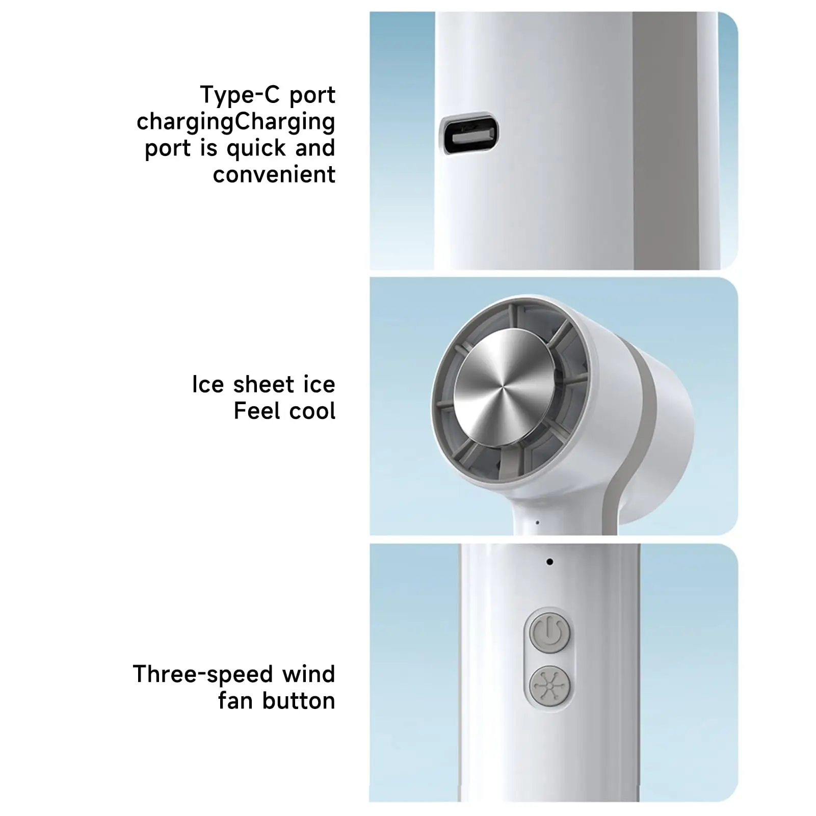 مروحة تبريد محمولة باليد مع لوحة تبريد ومراوح مكيف هواء محمولة وسرعة قابلة للتعديل وقابلة لإعادة الشحن