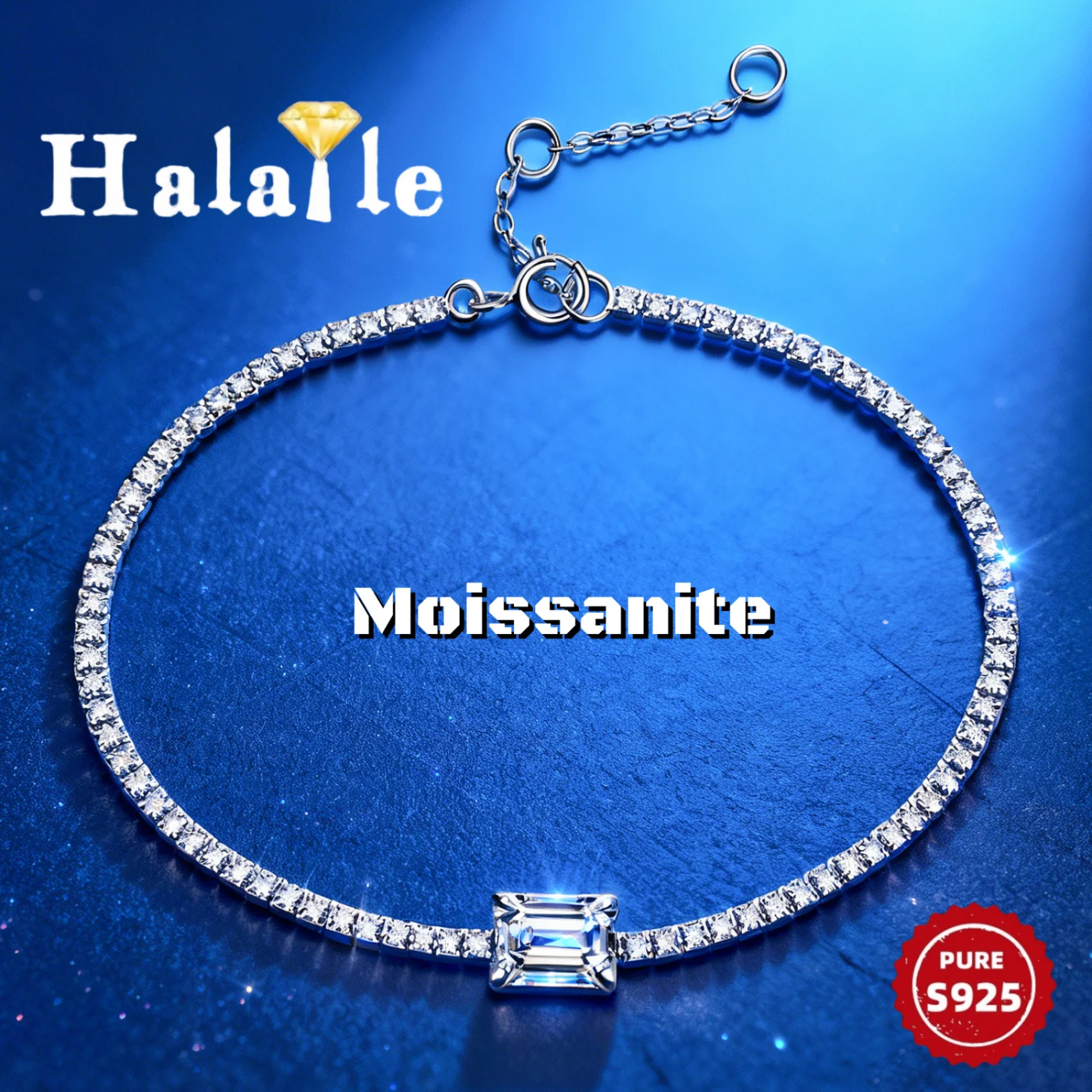 

Браслет Halaile 1CT с муассанитом, стерлинговое серебро S925 для женщин, сверкающий свет, роскошный универсальный подарок на годовщину свадьбы