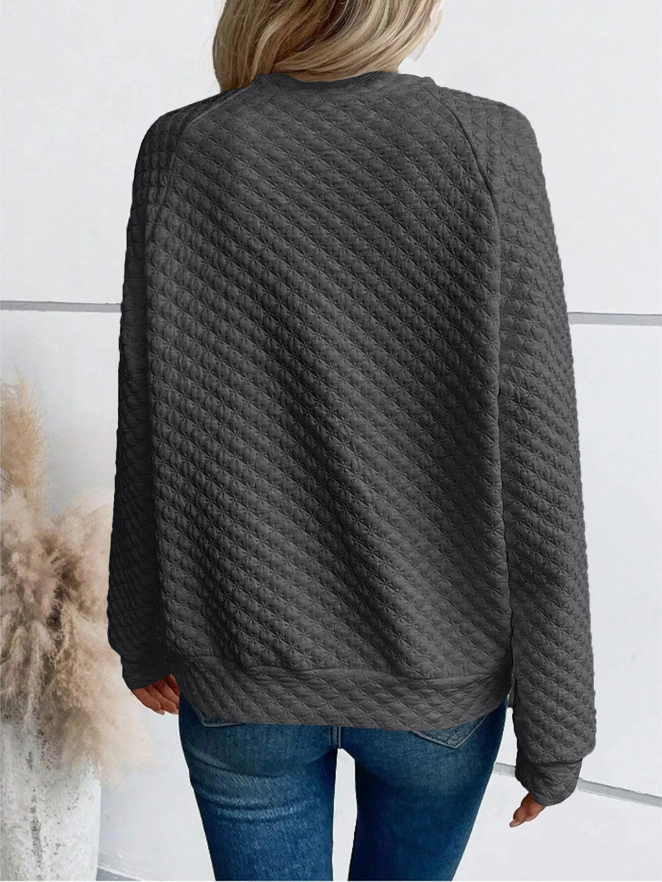 Casual Patchwork Slim Fit Commuter Hoodie with V Neck Regular Sleeve Long Sleeve Women Sweatshirt Autumn Mid Length No Hood
