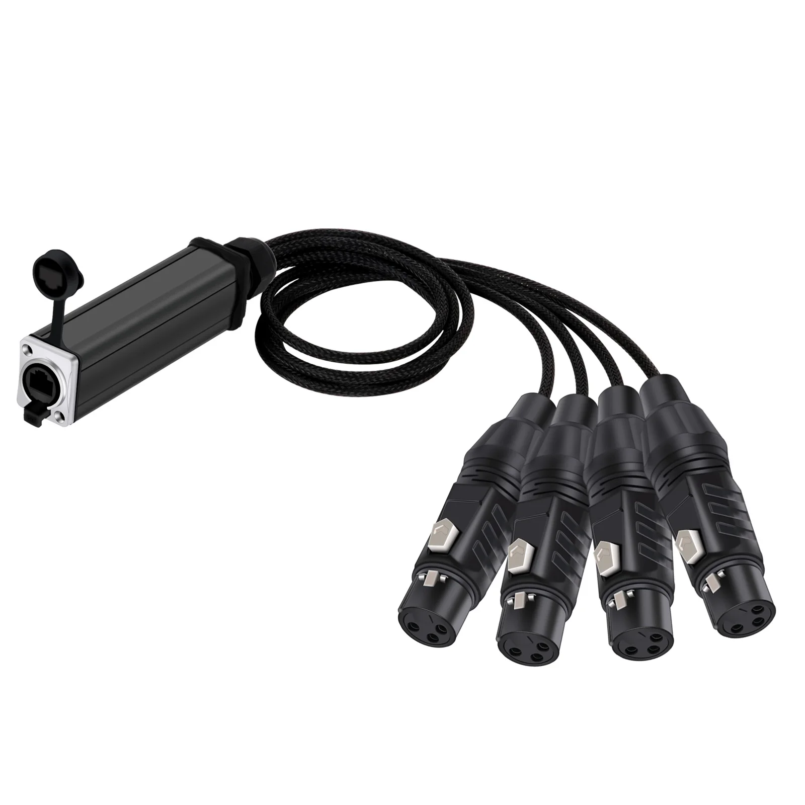 RJ45 CAT5 to 4 Channel 3Pin XLR Male/Female Connector Audio Network Signal Extender Cable Splitter for Stage Studio Recording