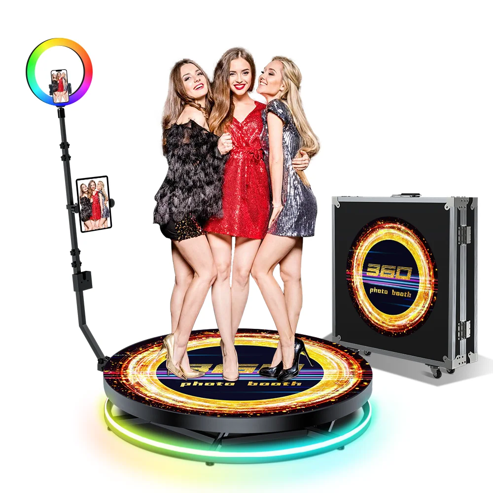 

New Adjustable 360 Photo Booth Machine for Parties Rotating Selfie Platform 360 Video Photo Booth 60-115cm for 1-7 People