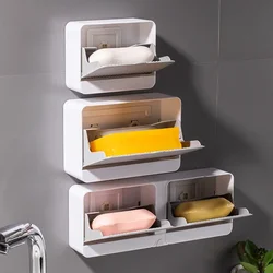 Bathroom storage wall mounted soap Box dish Soap Organizer with Dual-Grid Soap Draining and Water Filtering Function Accessories