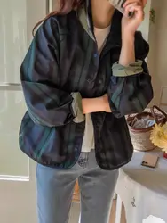 Double Sided Versatile Short Jacket For Women 2025 Spring And Autumn New Korean Casual Plaid Jacket Workwear Top