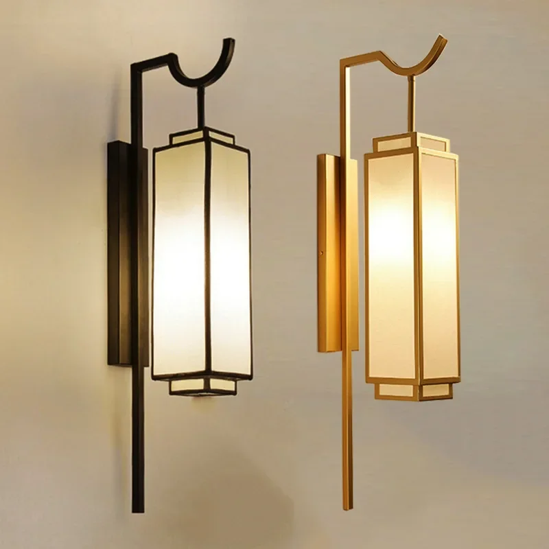 New Chinese Retro Bedside Wall Lamp Simple Antique Corridor Light For Hotel Aisle Living Room Home Decoration