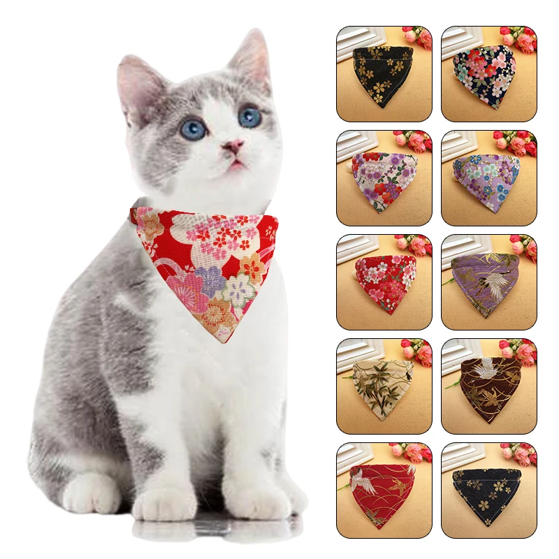 

Japanese Style Dog Collar Scarf Adjustable Pet Collar Triangle Scarf Puppy Cat Neckerchief Neck Bib Pet Decoration Accessories