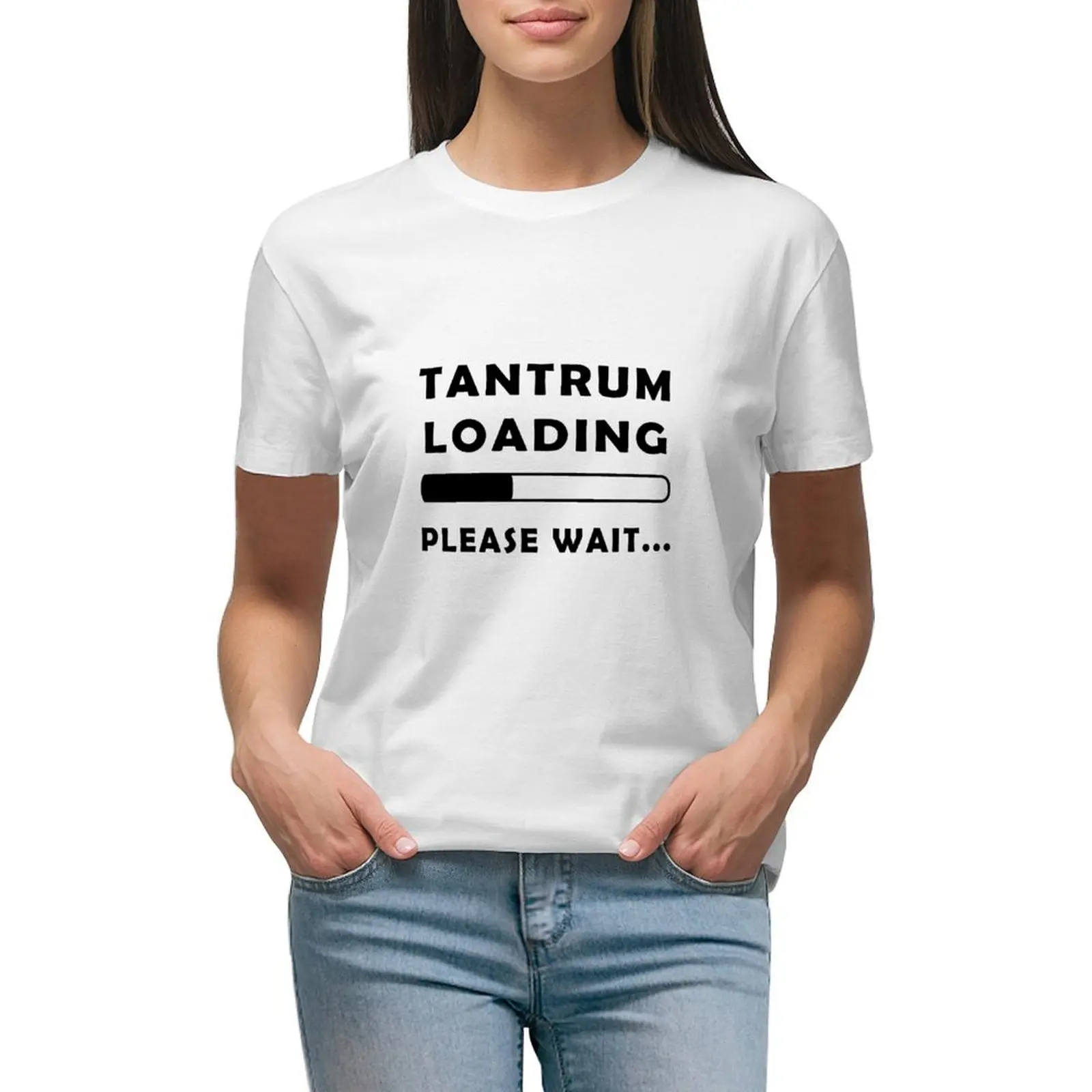 

tantrums loading T-shirt summer top Short sleeve tee anime clothes Women's clothing