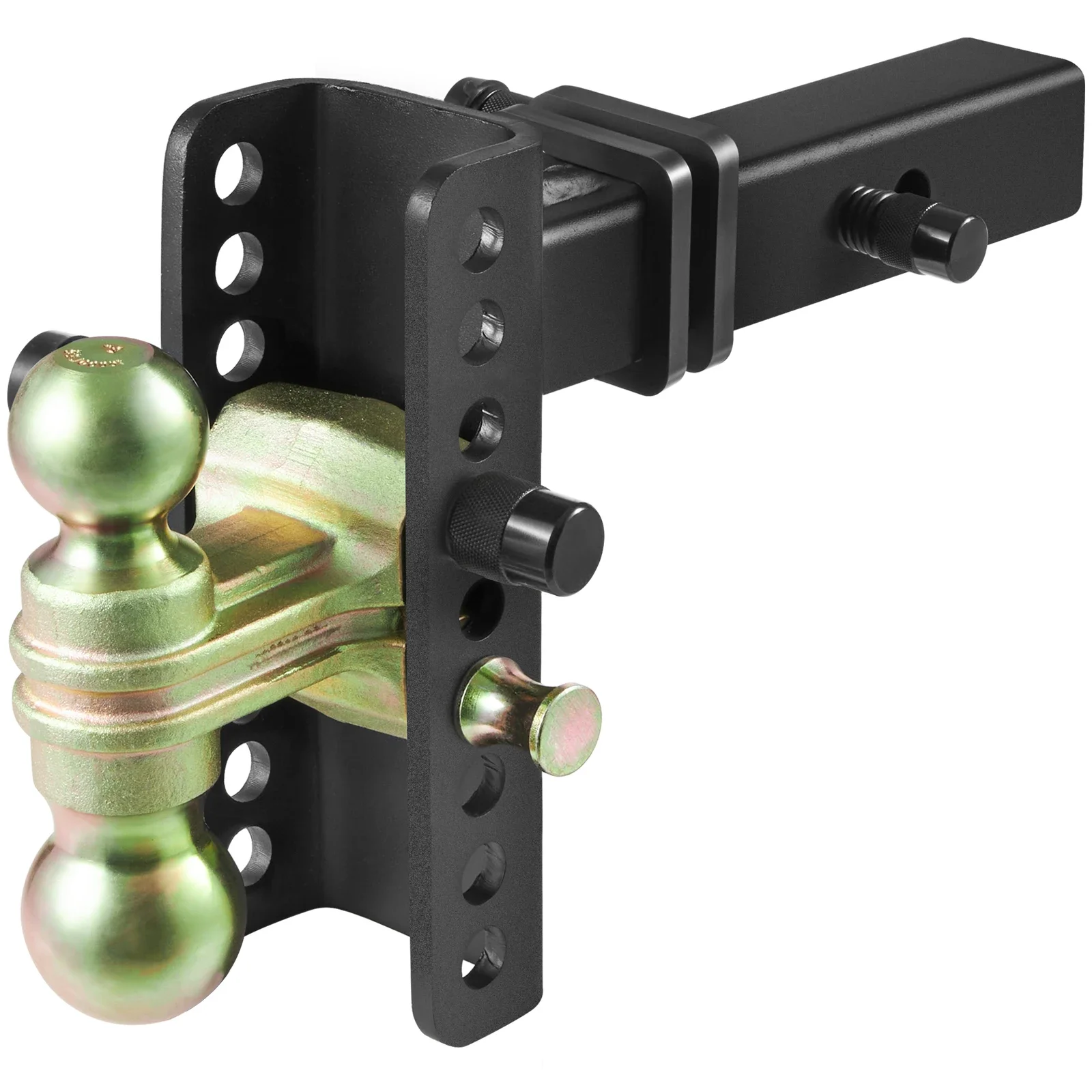 Adjustable Trailer Hitch,2-Inch Receiver, Solid Tube,for 14000 lbs GTW,2-Inch and 2-5/16-Inch 45# Steel Tow Balls w/ Key Lock