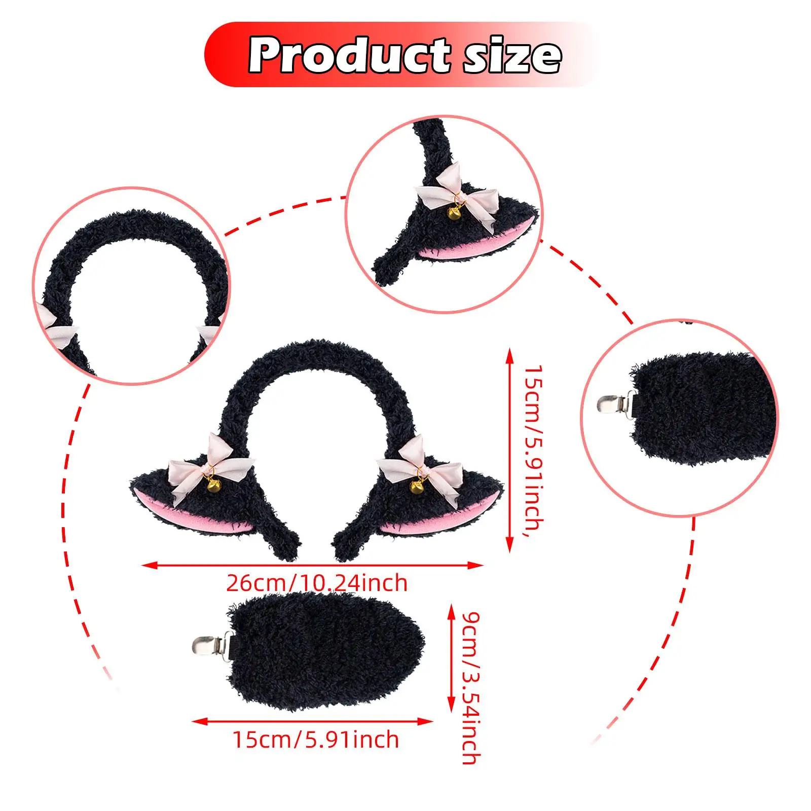 Lamb Ears and Tail Sheep Headband for Role Play Photo Props Performance