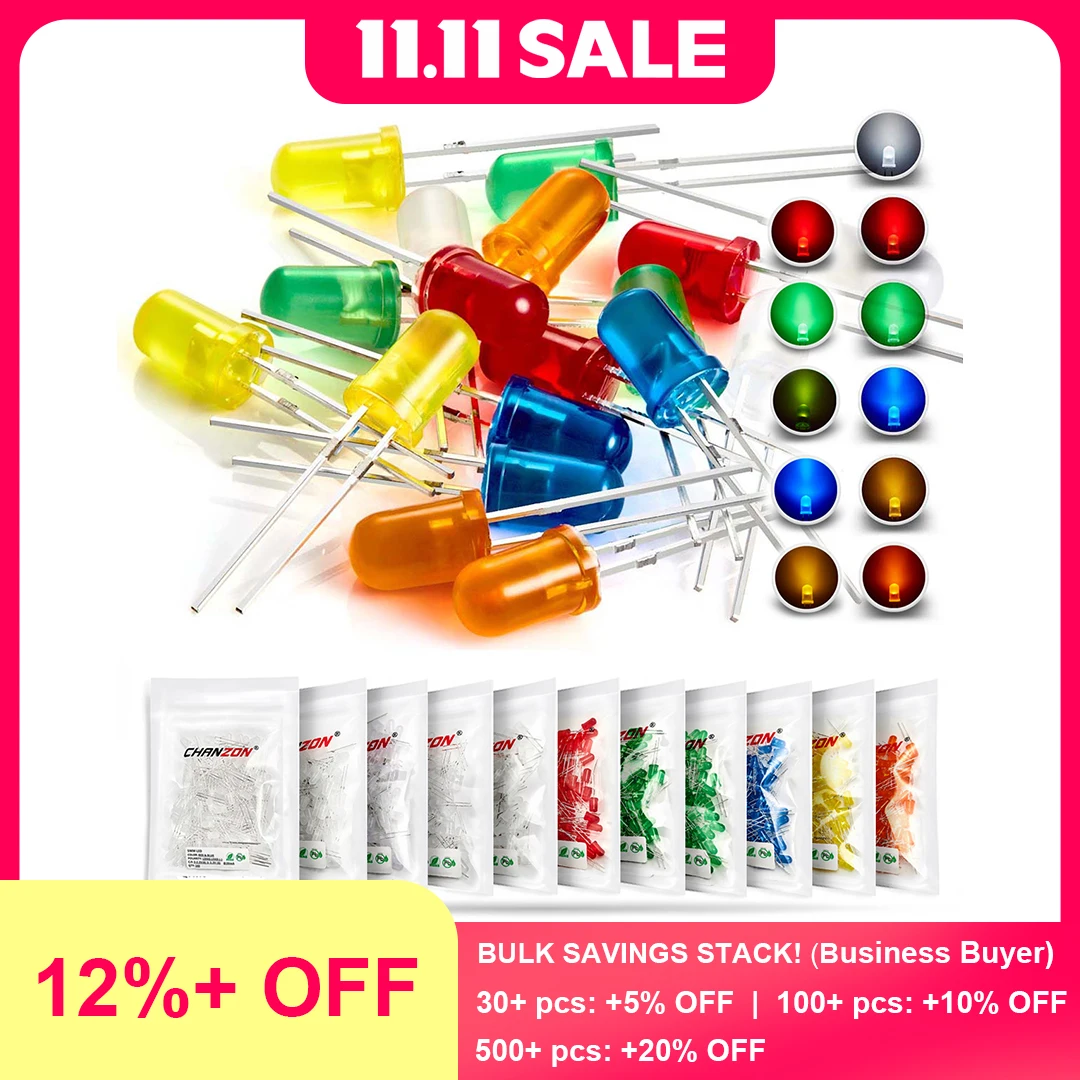 

5 мм рассеянный светодиодный Диод комплект лампы светоизлучающий Диодная лампочка индикатор 5 мм белый красный синий зеленый оранжевый жел...