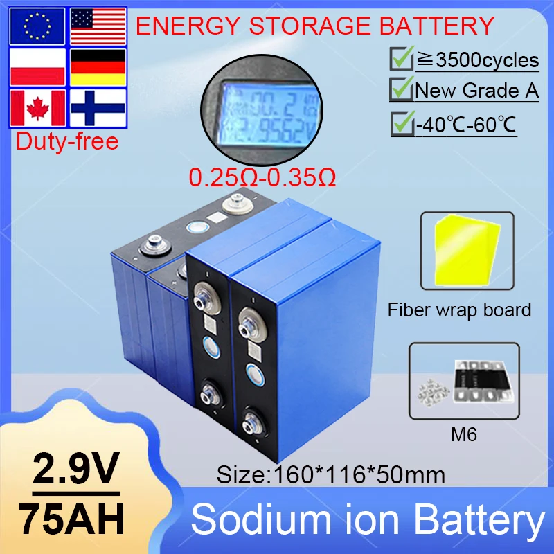 بطارية أيون الصوديوم 2.9 فولت 75AH من الفئة A مع تفريغ عالي، تستخدم لبطاريات قابلة لإعادة الشحن خالية من الضرائب في مواقع التخييم. #1