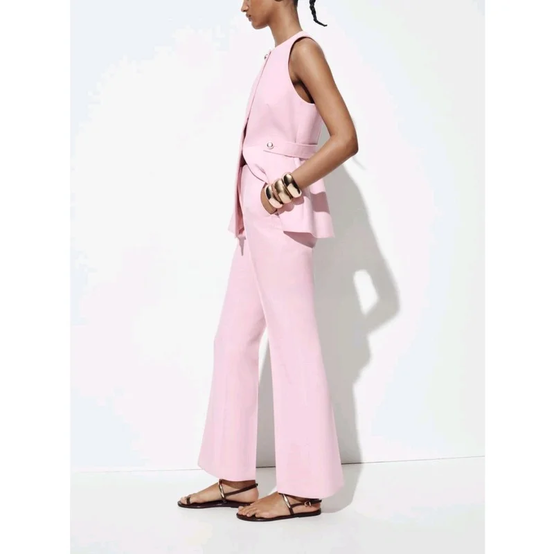 

Милая летняя юбка Svel ort, жилет с высокой талией, брюки-колокольчики, комплект из двух предметов, круглый комплект из нейлона с надписью Faion Ens...