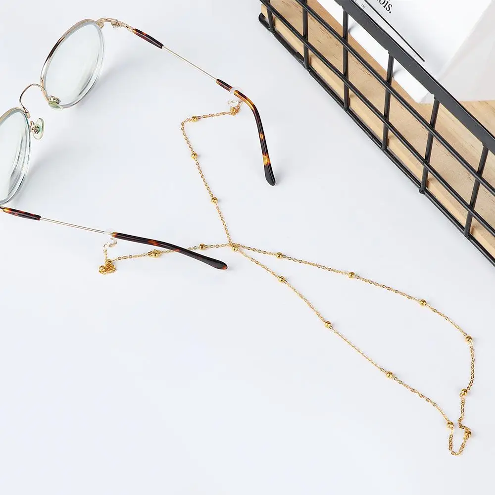 Eyeglass Retainer Metal Beads Eyewear Straps Man Women Fashion Reading Sunglasses Glasses Chain Gold