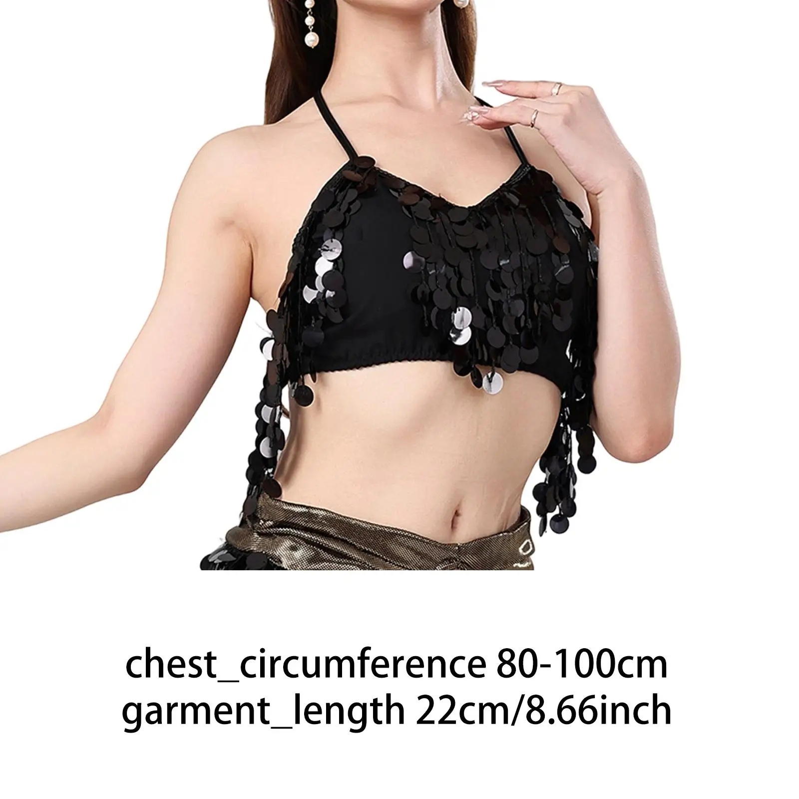 벨리댄스 태슬 크롭탑 스팽글 가슴 패드 포함, 벨리댄스 의상, 눈길을 사로잡는 레이스업