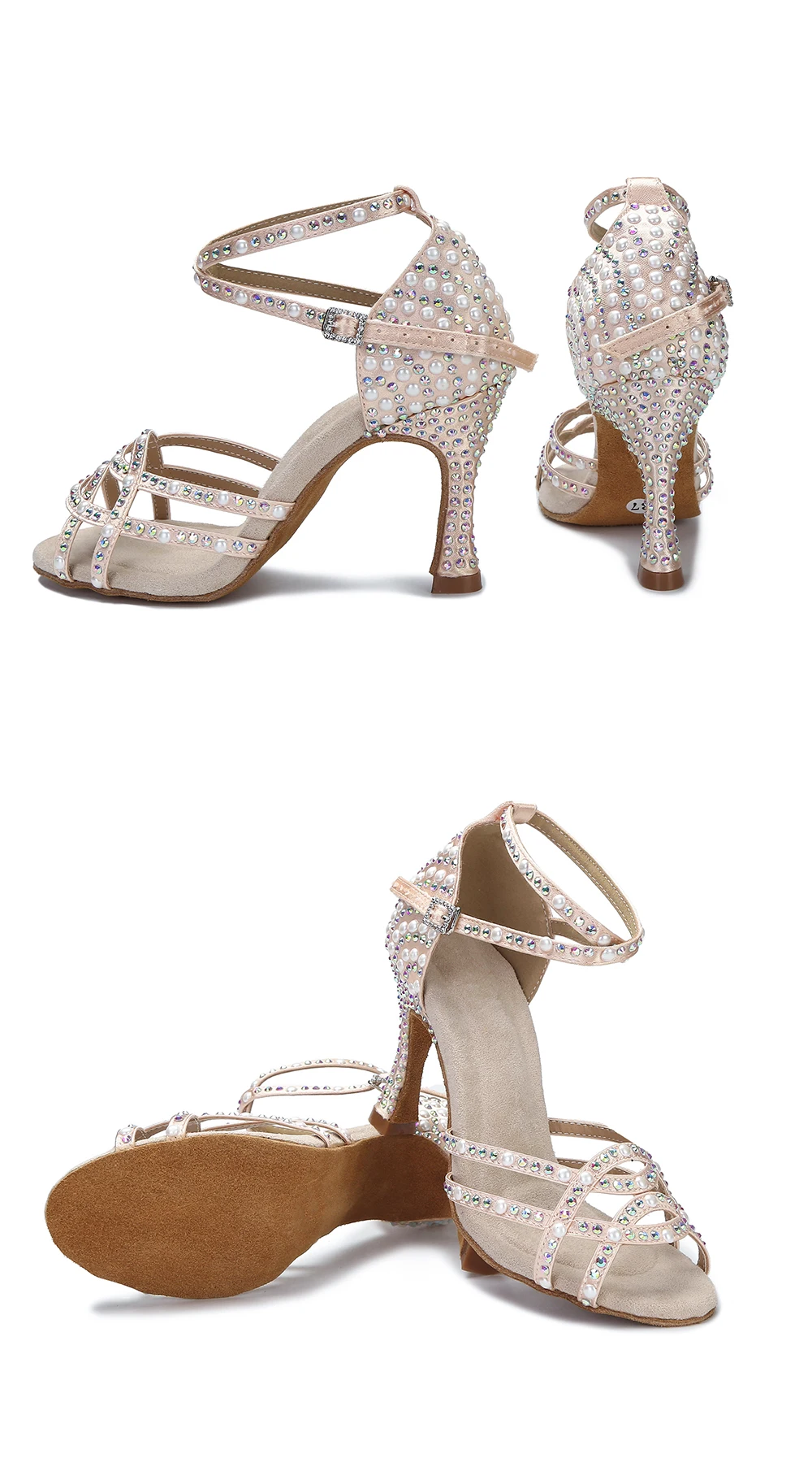 CINMIDY Strass-Tanzschuhe, Latein-Tanzschuhe, Damen-Ballsaal-Tanz-Sneakers, Satin-Hochzeitsschuhe, Damen-Sandalen mit weicher Sohle – Detail 14