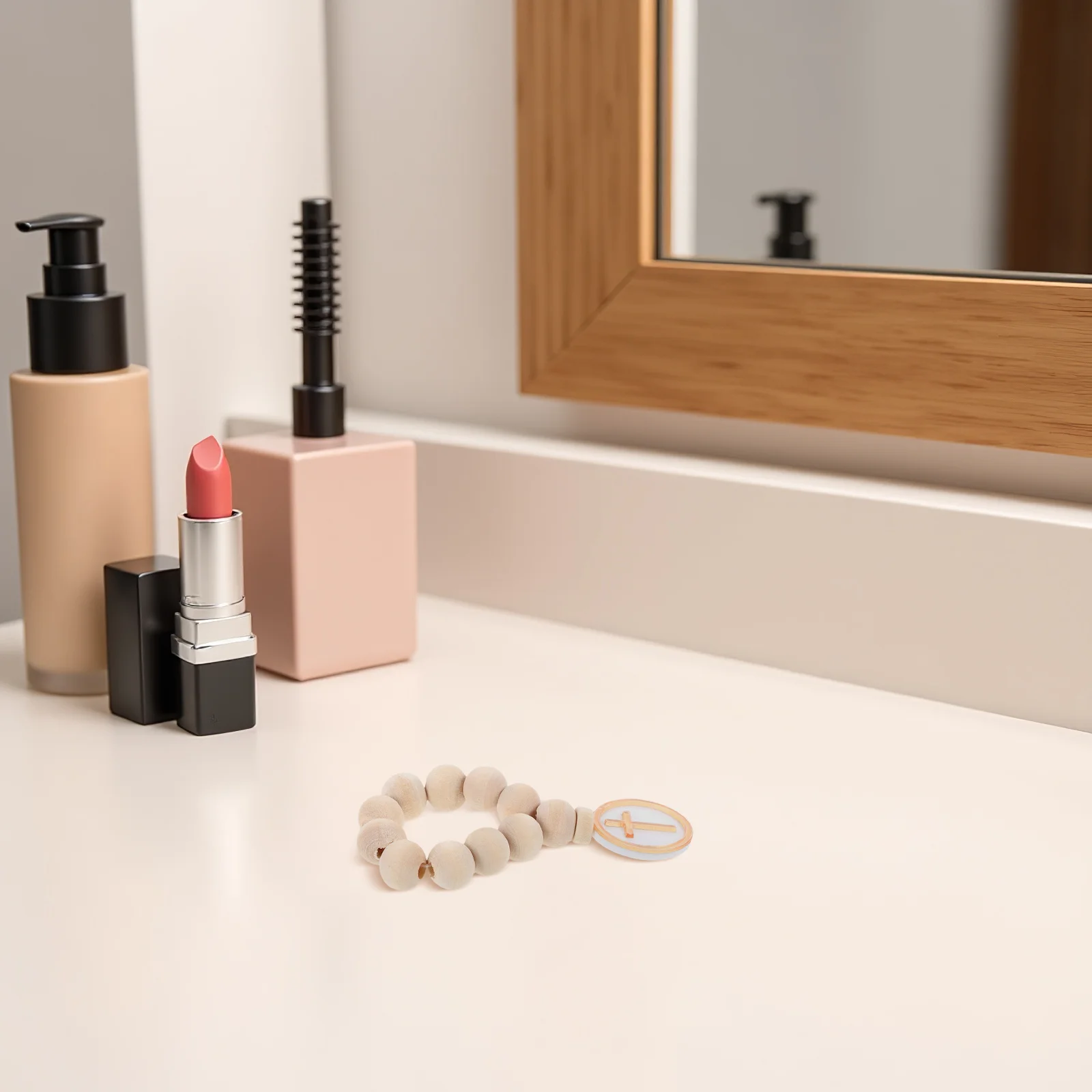 

6Pcs Wooden Beads Rosary Catholic Prayer Beads Crucifix Pendant Baptism First Communion Baby Shower Religious Keepsake