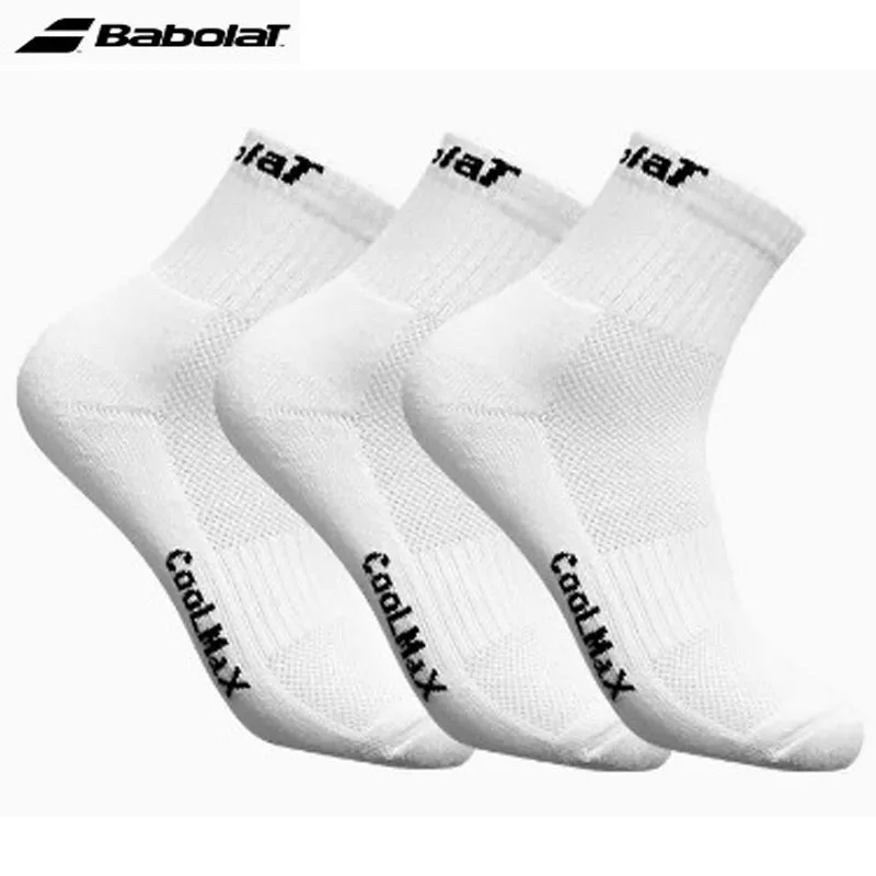 Professional Babolat Tennis Socks Unisex Black White Cotton Thickened Towel Bottom Tenis Socks Sport Training High Elastic Socks