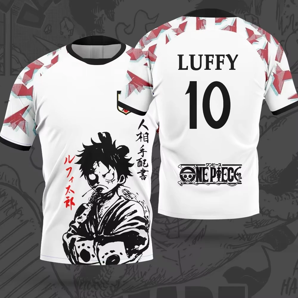 2026 Summer One Piece Luffy Retro Cosplay T-shirt Men's Oversized 3D Printed Short-sleeved Family Unisex Children's Sports Shirt