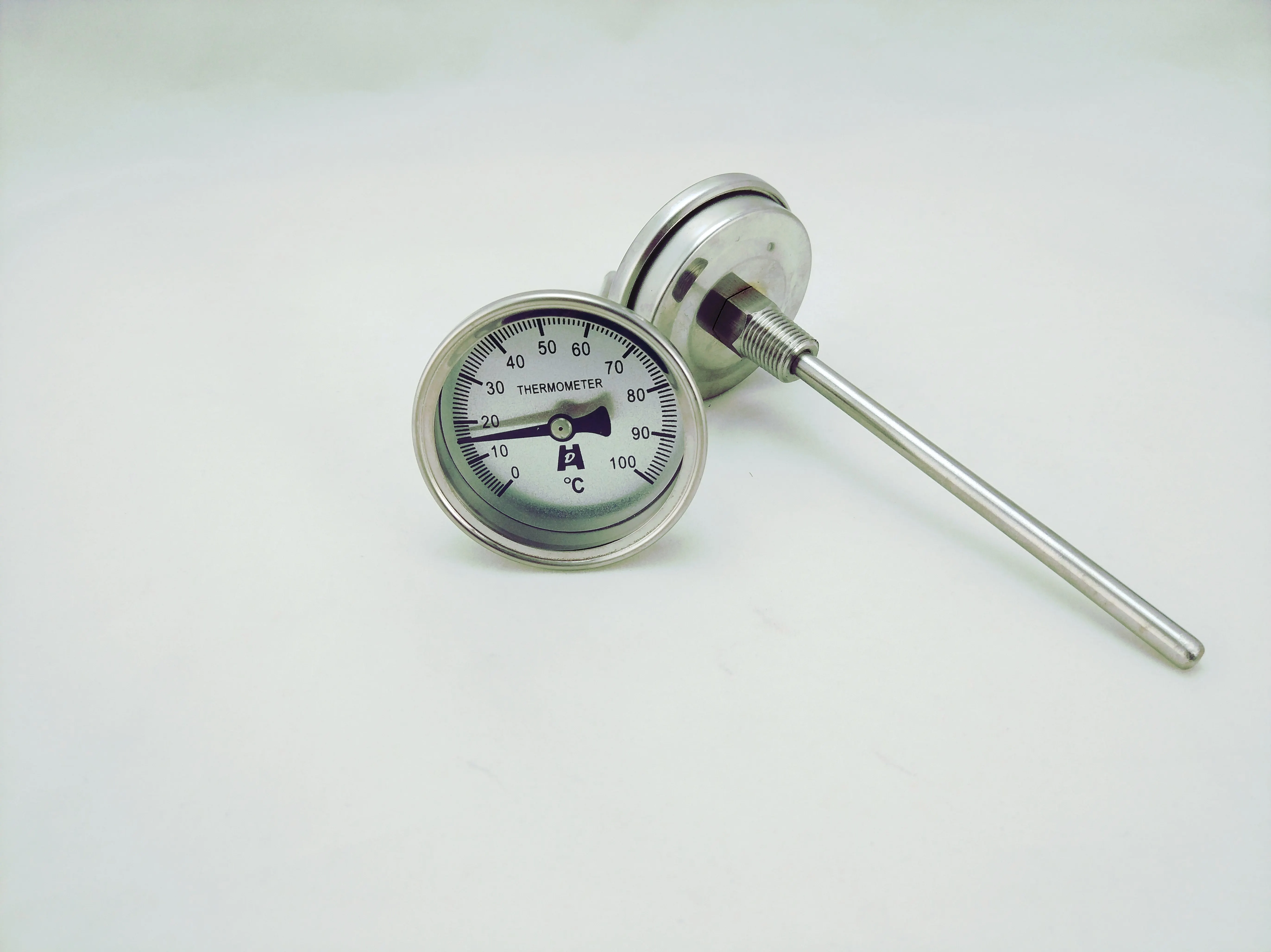 HD Stainless Steel Bi-Metallic Thermometer 0-50~300 Degrees, Probe Length L=100, 1/4PT Thread WSS-303