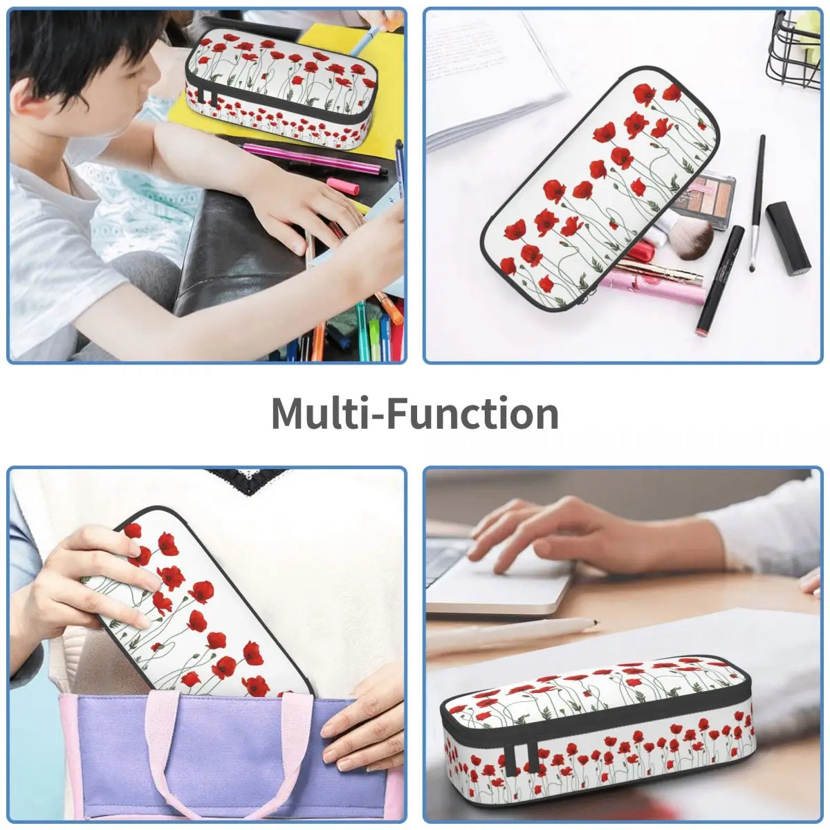 Poppy Stems Pencil Case for Kids School Pen Box Pencil Bag Stationery Supplies Pen Holder Bag
