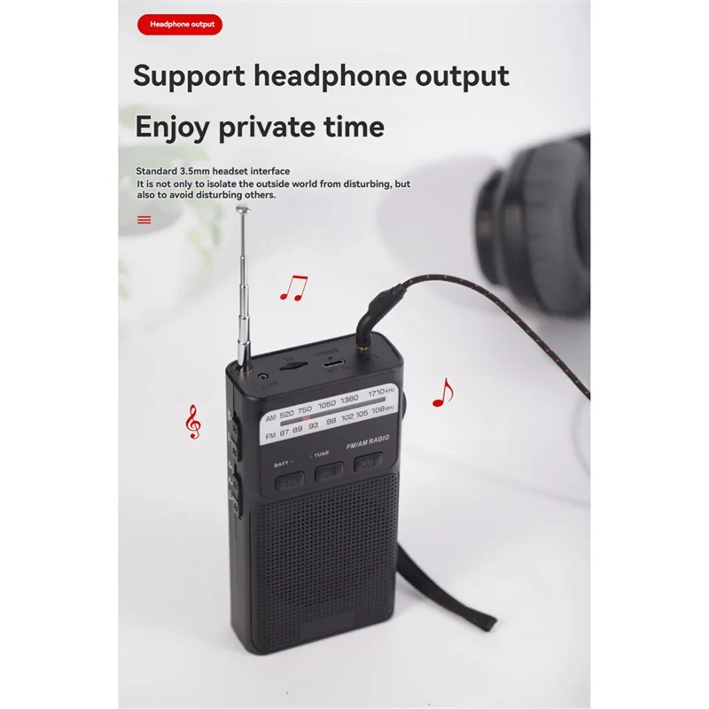 Ingenious-Mini Pocket FM AM Radio Portable Rechargeable Radios With LED Flashlight Support 3.5Mm Headphone TF Card