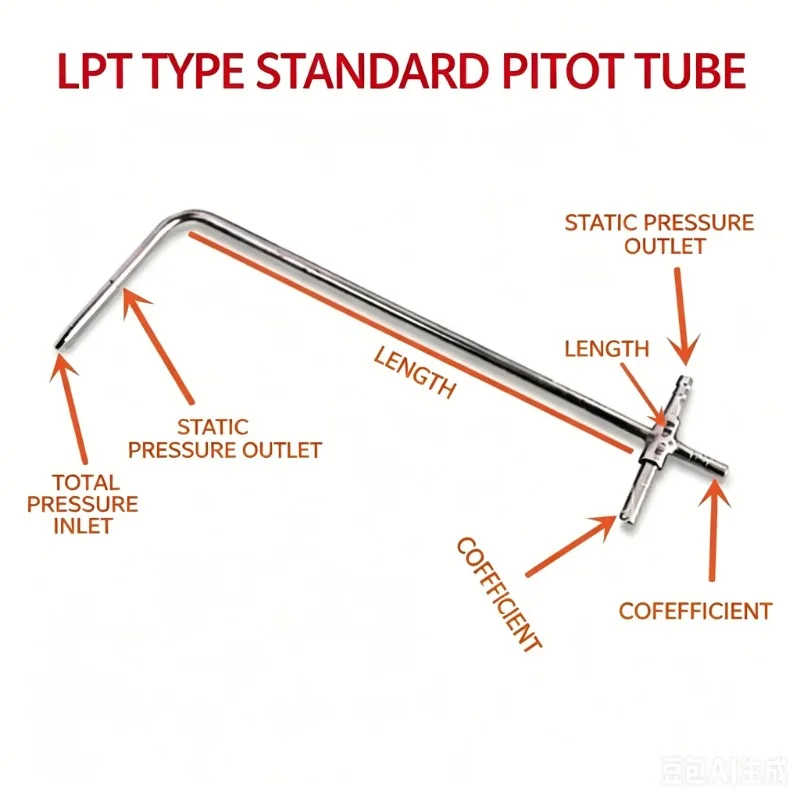 Ø6mm & Ø8mm Optional L-Type & S-Type Pitot Static Tube With Mounting Ferrule For Air Duct Installation