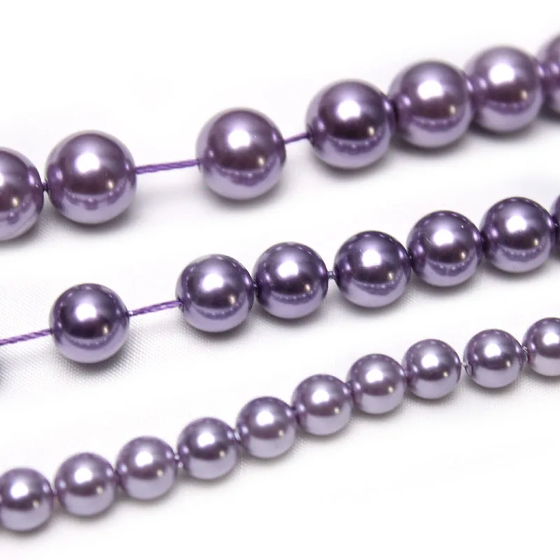 Natural Purple Shell Pearl Loose Round Spacer Beads For Jewelry Making DIY Bracelet Necklace Accessories 15\'\' 6/8/10/12mm