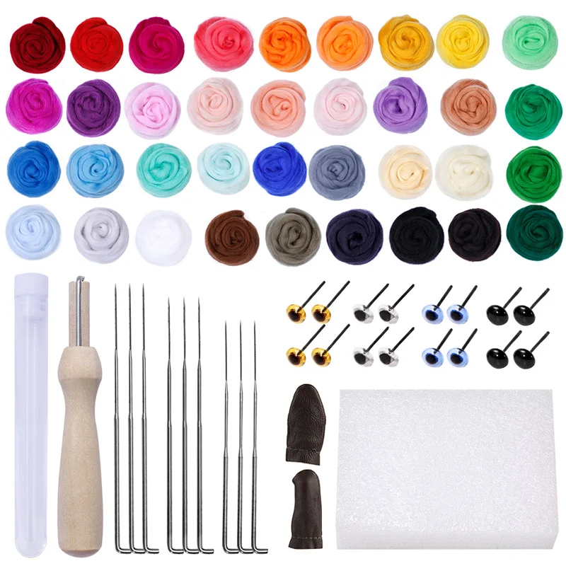 

Fenrry Needle Felting Kit 66Pcs Wool Roving 36 Colors with Felt Tools and Storage Box Needle Felting Starter Kit for DIY Craft