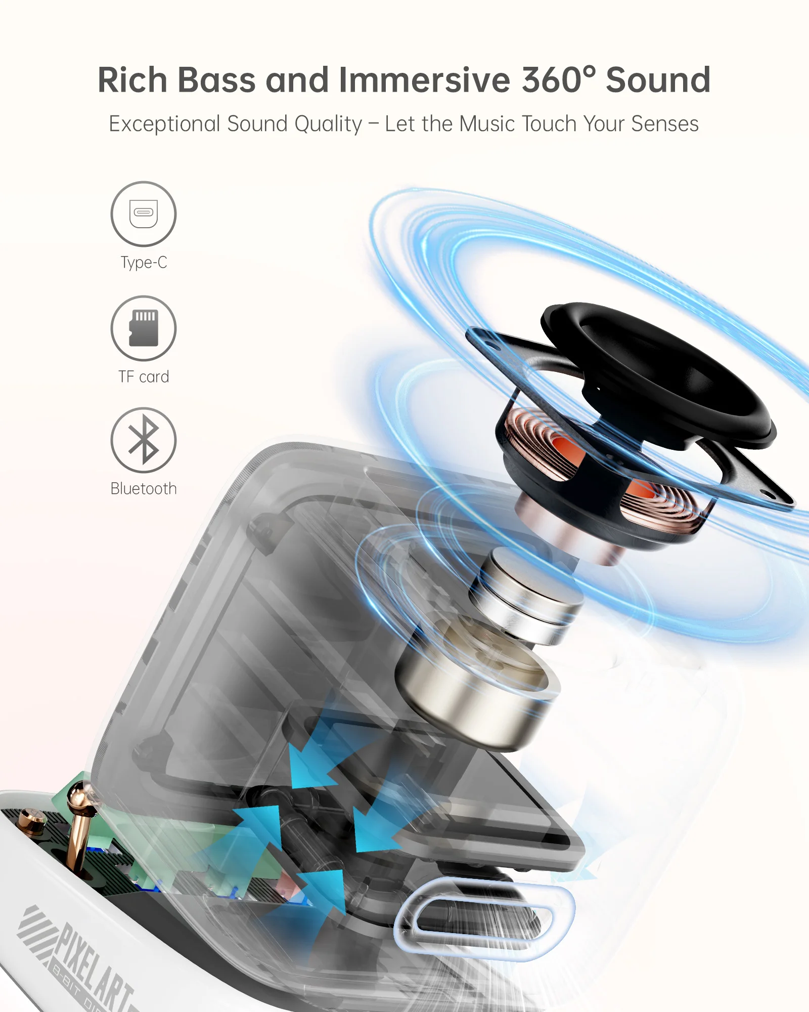 Divoom Ditoo-Pro Altoparlante Mini Retro Pixel Art Bluetooth Sveglia portatile Tabellone LED fai-da-te Regalo carino Vintage ssi 자