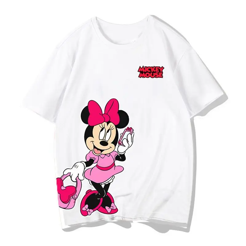 

Хлопковая мужская хлопковая футболка Disney Minnie Mouse, новая летняя мужская и женская повседневная уличная одежда больших размеров для пар