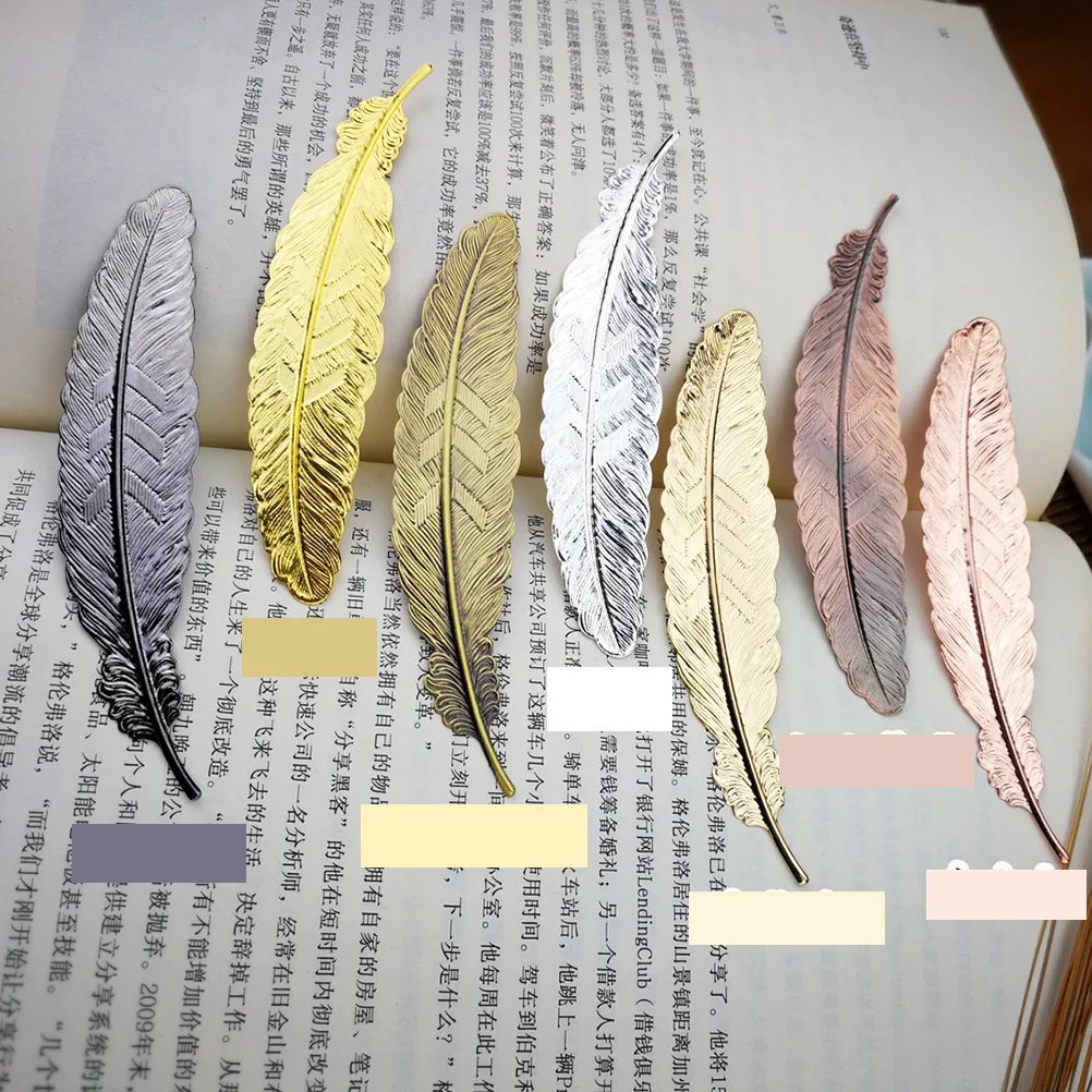 6 PCS Silver-plated Bookmark Black Metal Bookmarks with Hole Rose Golden