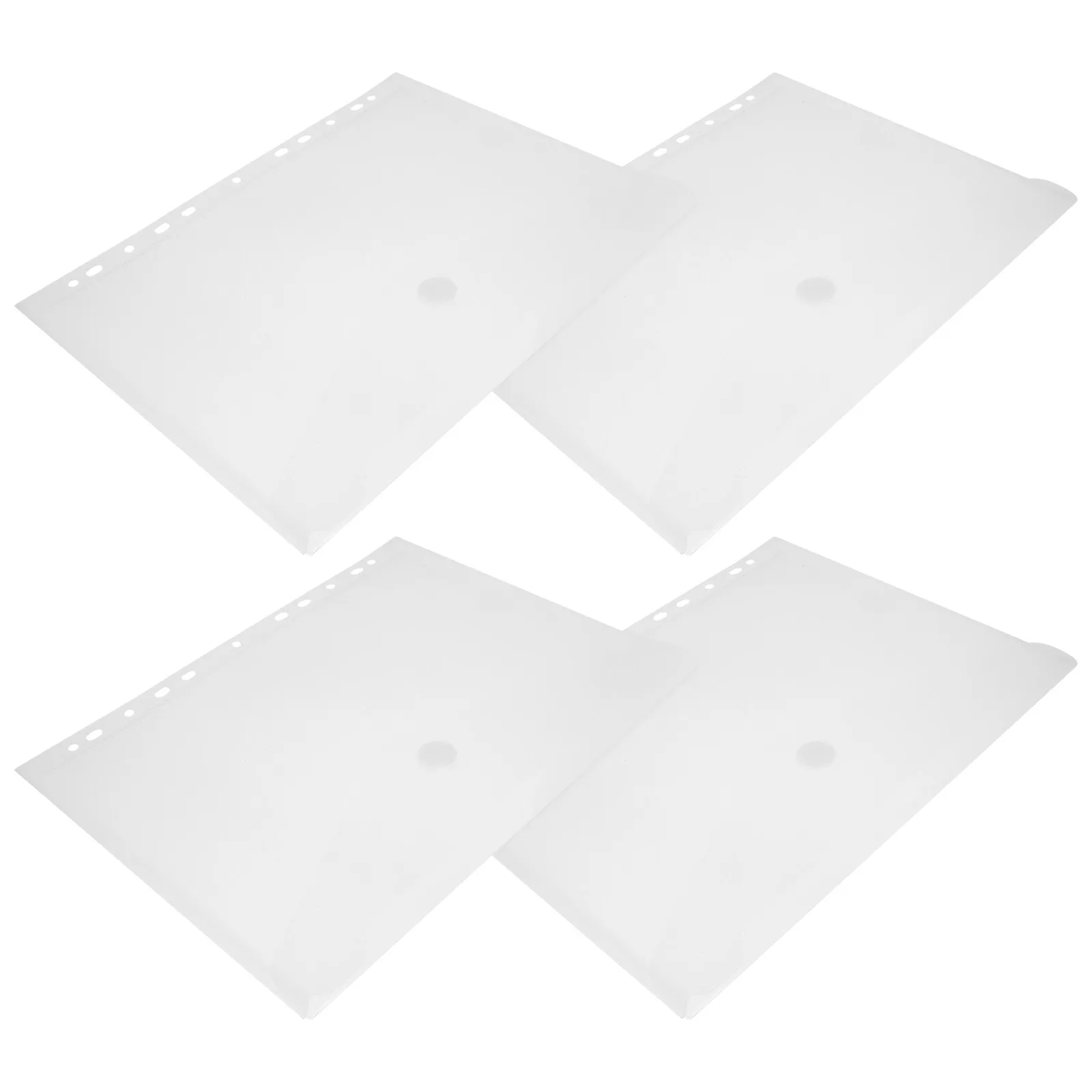 

4Pcs Document A4 File Pockets Transparent Sticker Button Design Light Weight Portable Document Holder for Office School Supplies