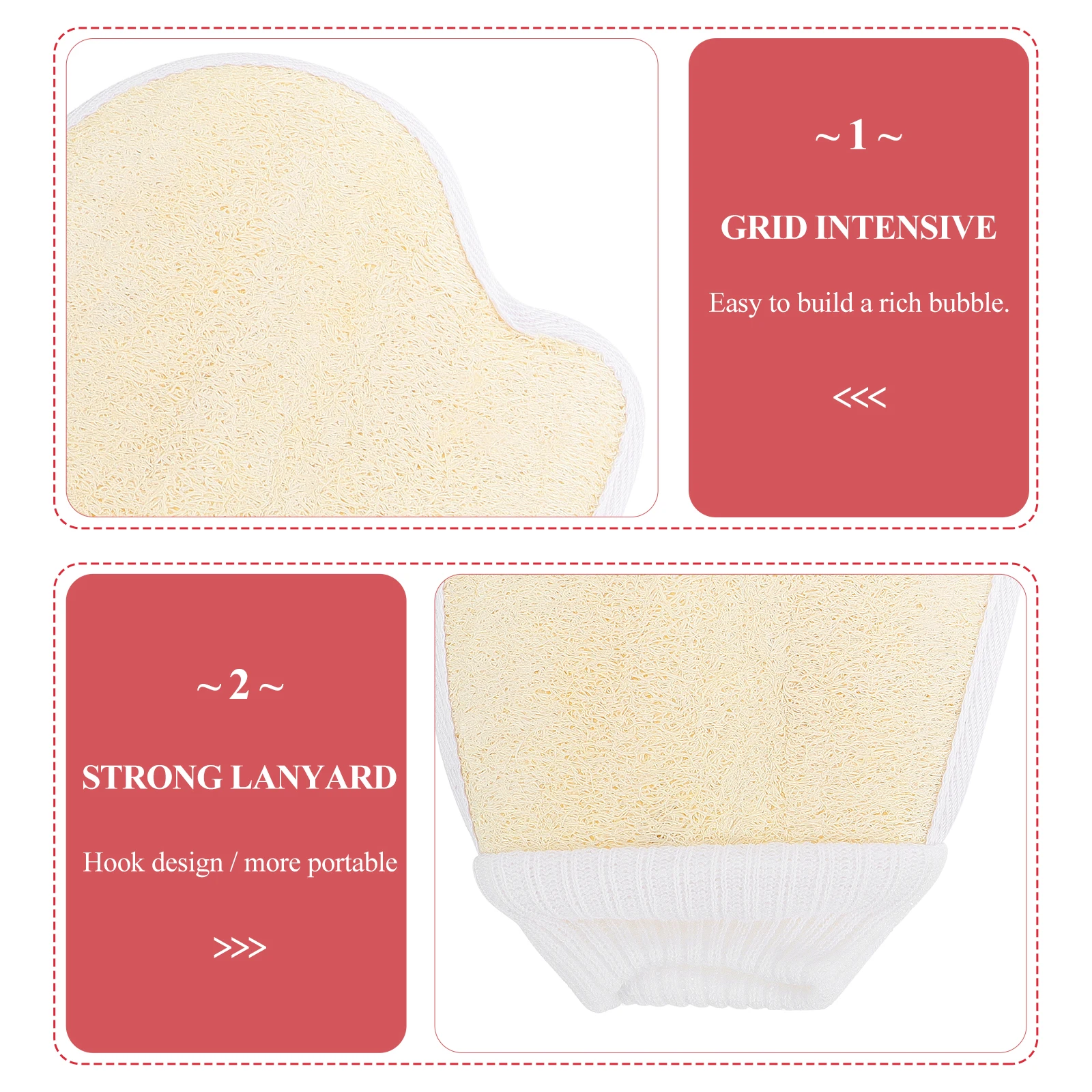 

2Pcs Loofah Gloves Body Scrubber Exfoliating Skin Smoothing Shower Cleaning H Mitts Bath Bath Towels Gloves Tools