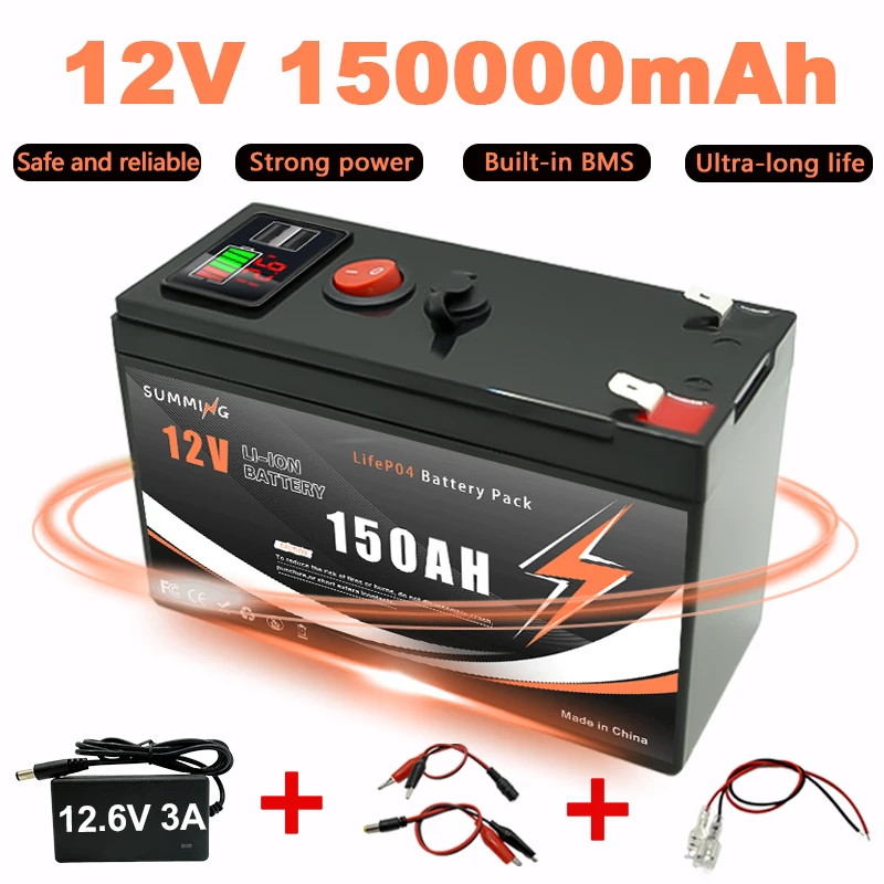 

LiFePO4 Battery 12V 150Ah fit Solar Battery with Advanced Management System(BMS)️,for Solar Battery Backup Power&RVs