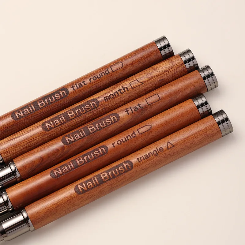 1/5 قطعة مسمار فرشاة فنية الثلاثي رسم اللوحة خط القلم بطانة التدرج شقة مستديرة معدنية أدوات مانيكير الفرنسية