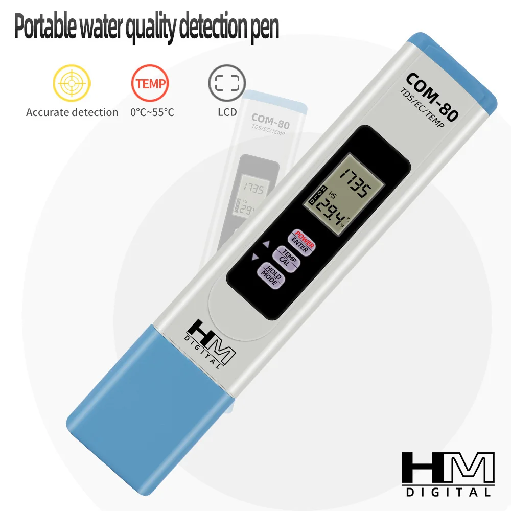 HM الرقمية جودة المياه متر EC/TDS/كاشف درجة الحرارة المحمولة COM-80 Hydrotester حوض السمك بركة مراقبة المياه يده EC اقلام الفحص