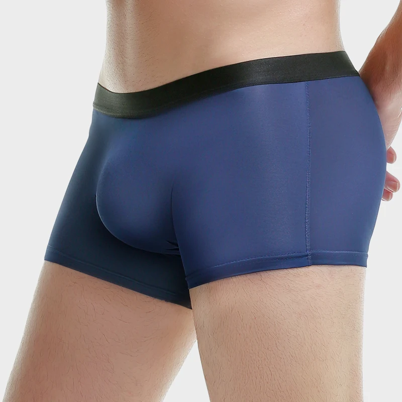 

4PCSMen's ice silk seamless underwear, men's 3D punched bag, cool and breathable, flat pants, summer comfortable flat bottom und