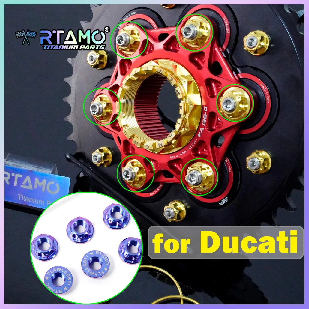 

RTAMO Gr5 Titanium Nut M10X1.0P Sprocket Nuts fit for Ducati Panigale V2/V4/V4S MTS1260 Streetfighter V4 Diavel Modified