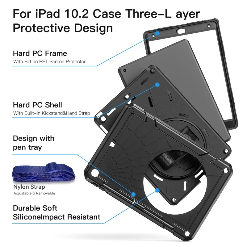 Applicable IPad Tablet Protective Case, Rotating Bracket, Spider Pattern All-inclusive Three-proof Anti-drop Protective Case