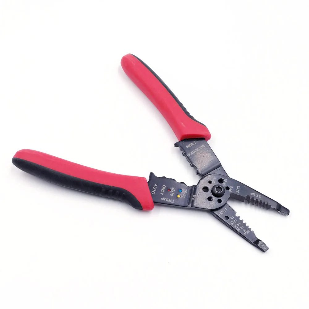 

HS-083 Multi-Function Steel Crimp & Wire Strip Cut Tool 6mm2 Wire Stripping Tool With Soft Grip PVC Handle OEM Supported