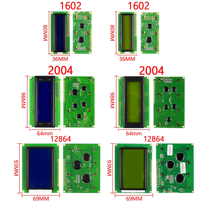 아두이노 0802 1602 2004 12864 LCD 모듈, 블루 그린 스크린, LCD 문자 UNO R3 Mega2560 디스플레이, PCF8574T IIC I2C 인터페이스