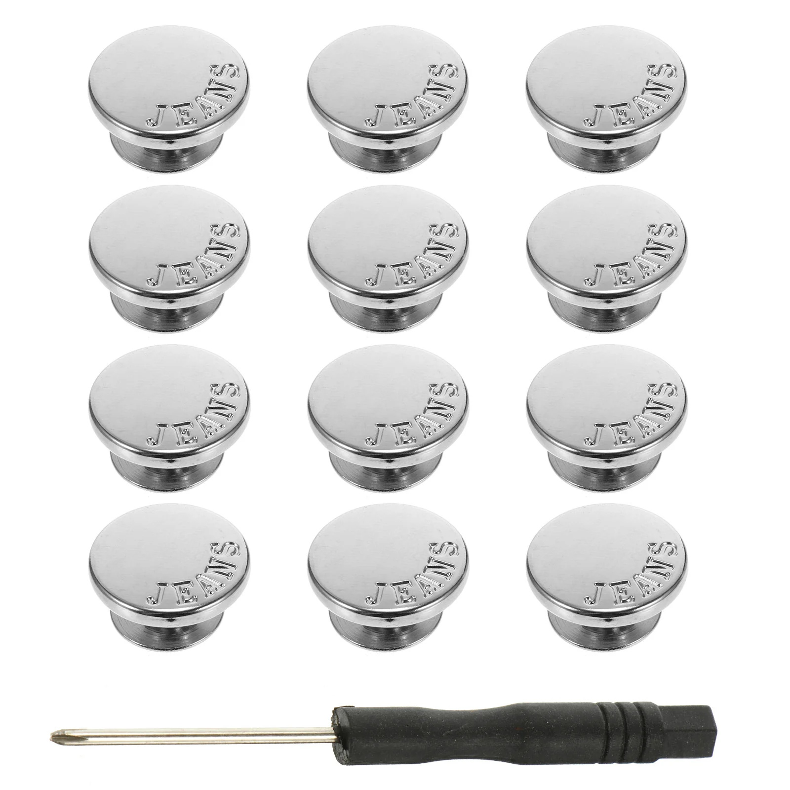 

12Pcs 17mm No Sewing Button Thread Rivets and Screwdriver for Jeans Pants Removable Jean Buttons 17mm Jean Buttons