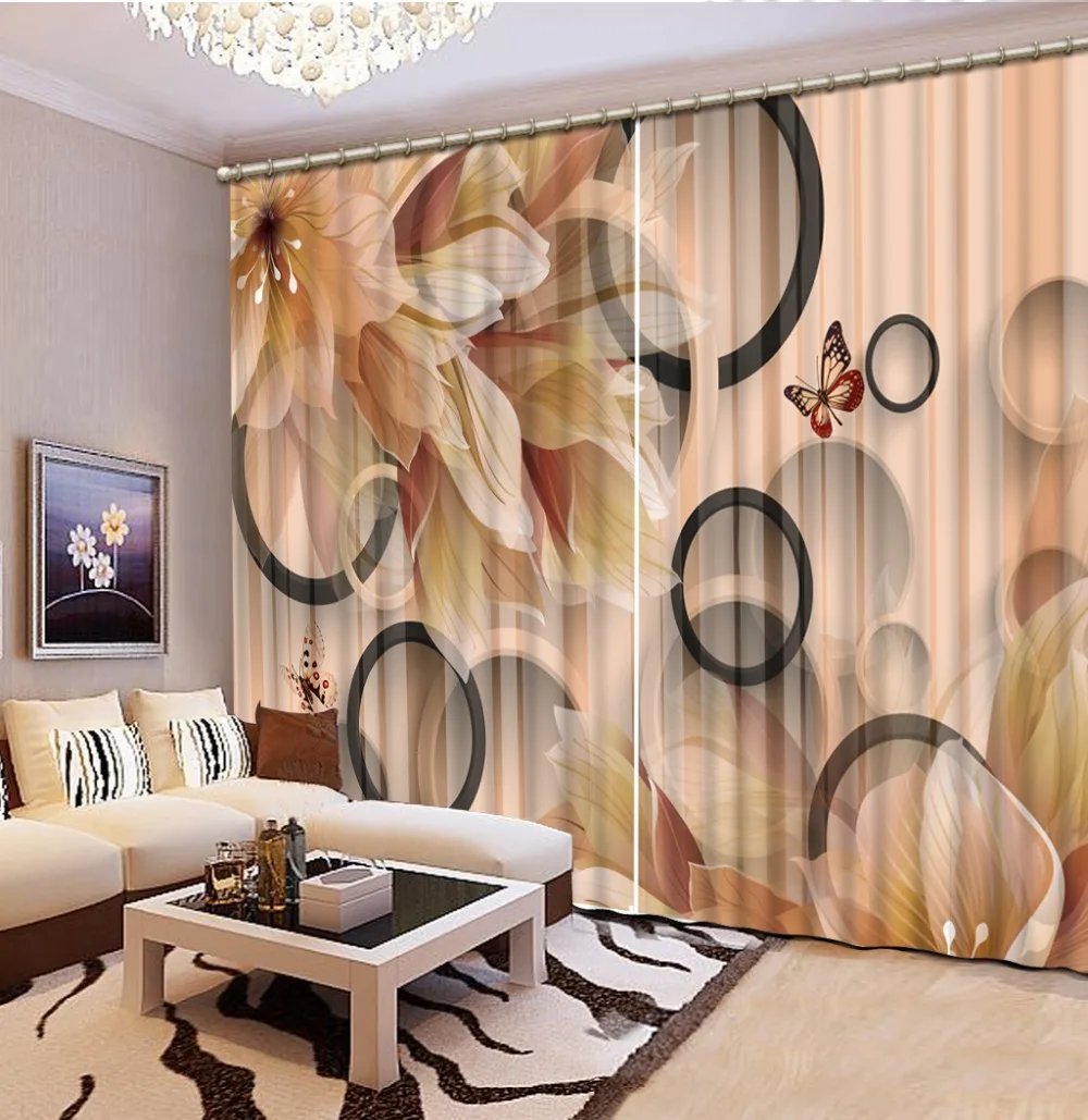 Window Blackout Luxury 3D Curtains set For Bed room Living room Office Hotel Home Wall Decorative flower lily curtains