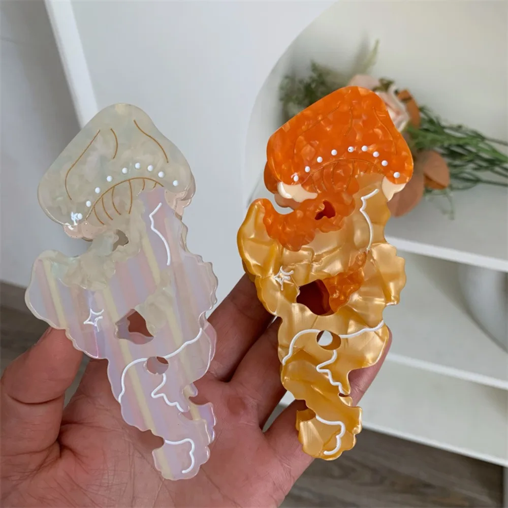 

Заколка для волос в корейском стиле: Морская медуза, ацетатная, креативная, мультяшная, в виде животного, красочная, милая, в виде акулы, аксессуар для волос