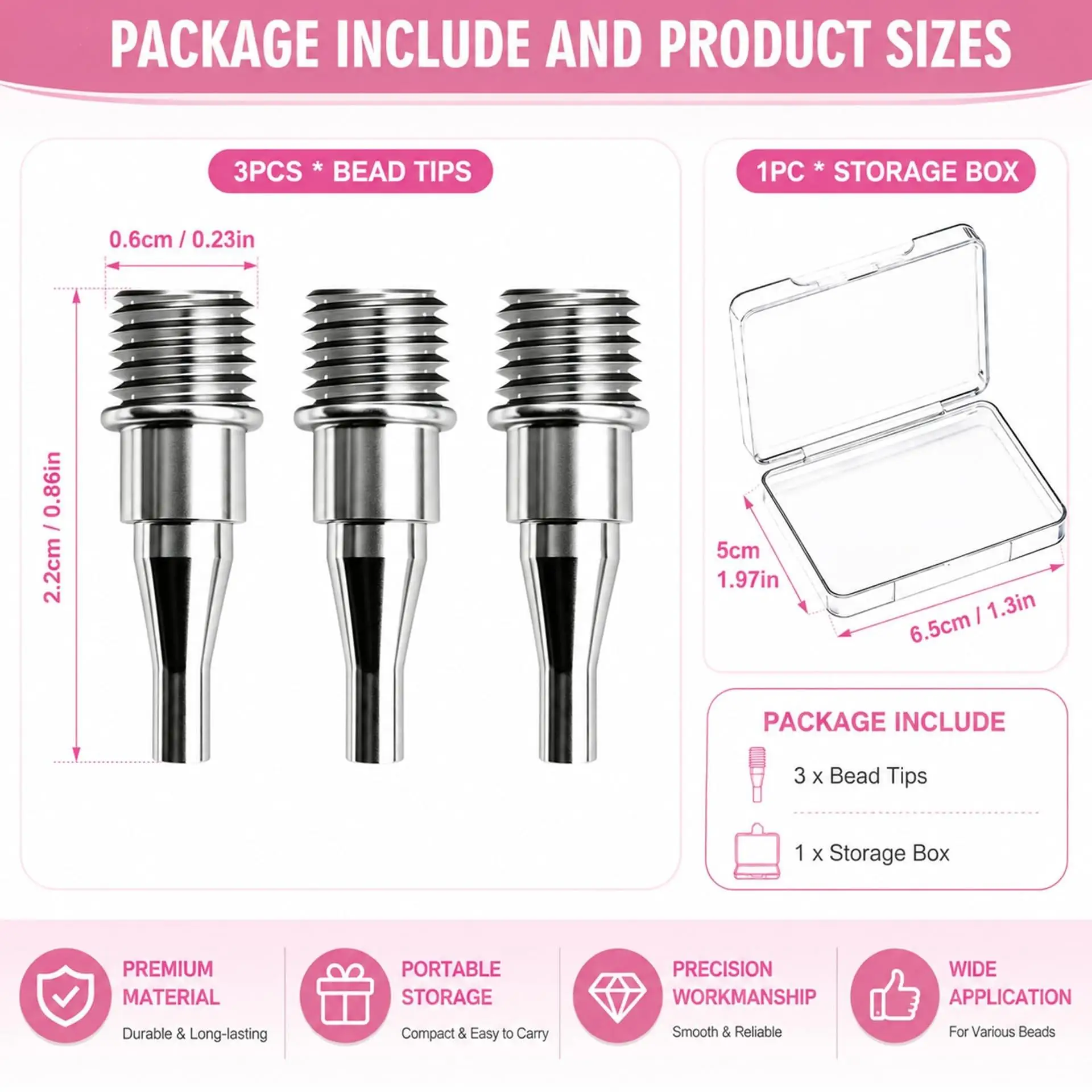 3Pcs DIY Diamond Pen Replacement Set, Diamond Pen Tip Replacement Parts, Spiral-Type Replaceable Pen Tips, Compatible with Most Diamond Painting Dotting Pens