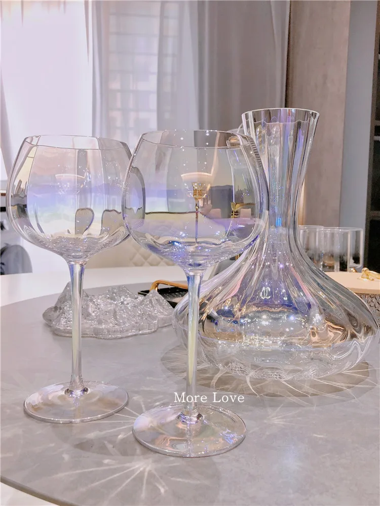 

British Rainbow Crystal Glasses Wine Glass Champagne Cup Decanter Set Household Goblet Luxury Big Burgundy Kitchen Drinking