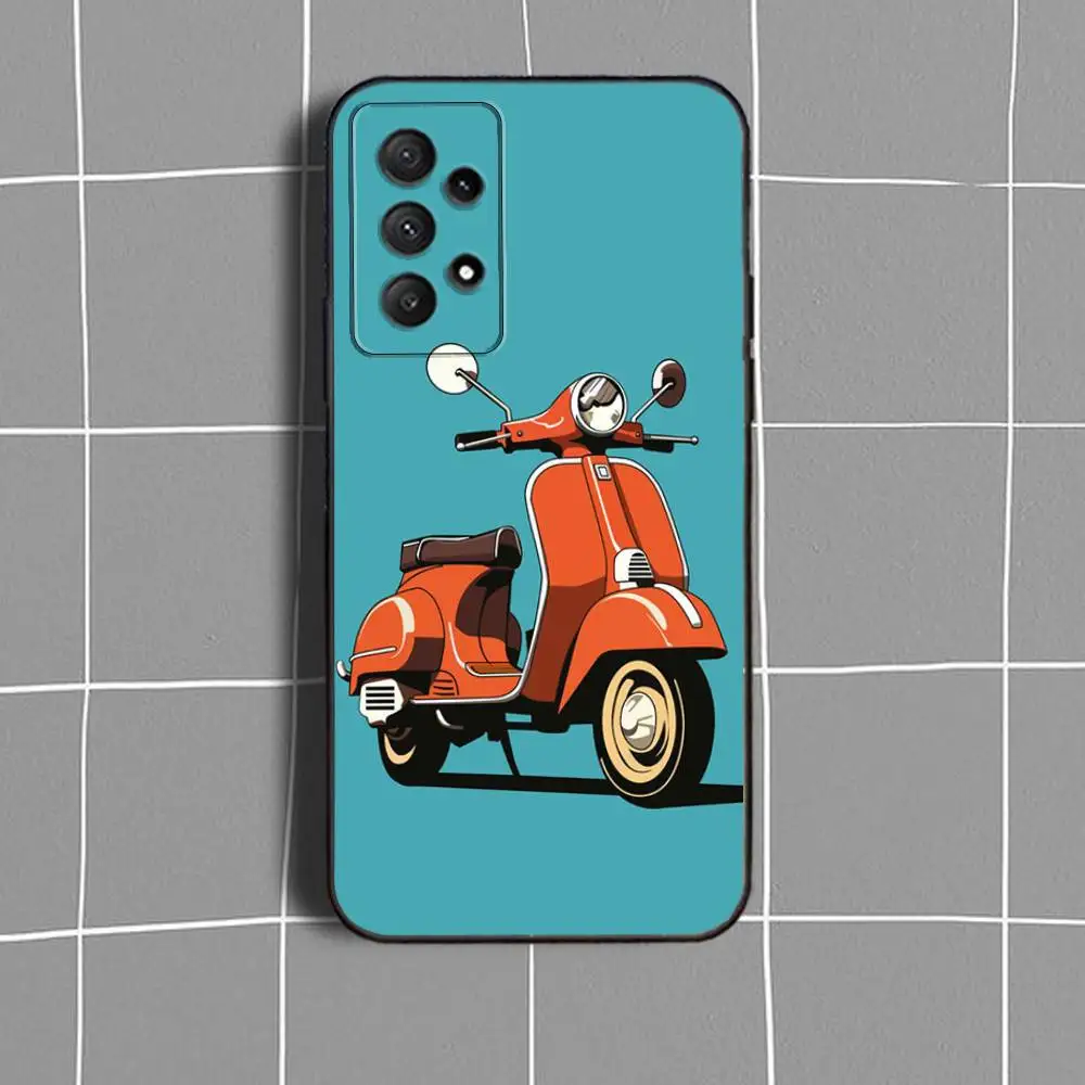 Funda de teléfono V-Vespa S-Scooter-ES para Samsung Galaxy A73,31,32,72,41,53,52,71,22,5G,Note,J7,8,9 funda negra suave