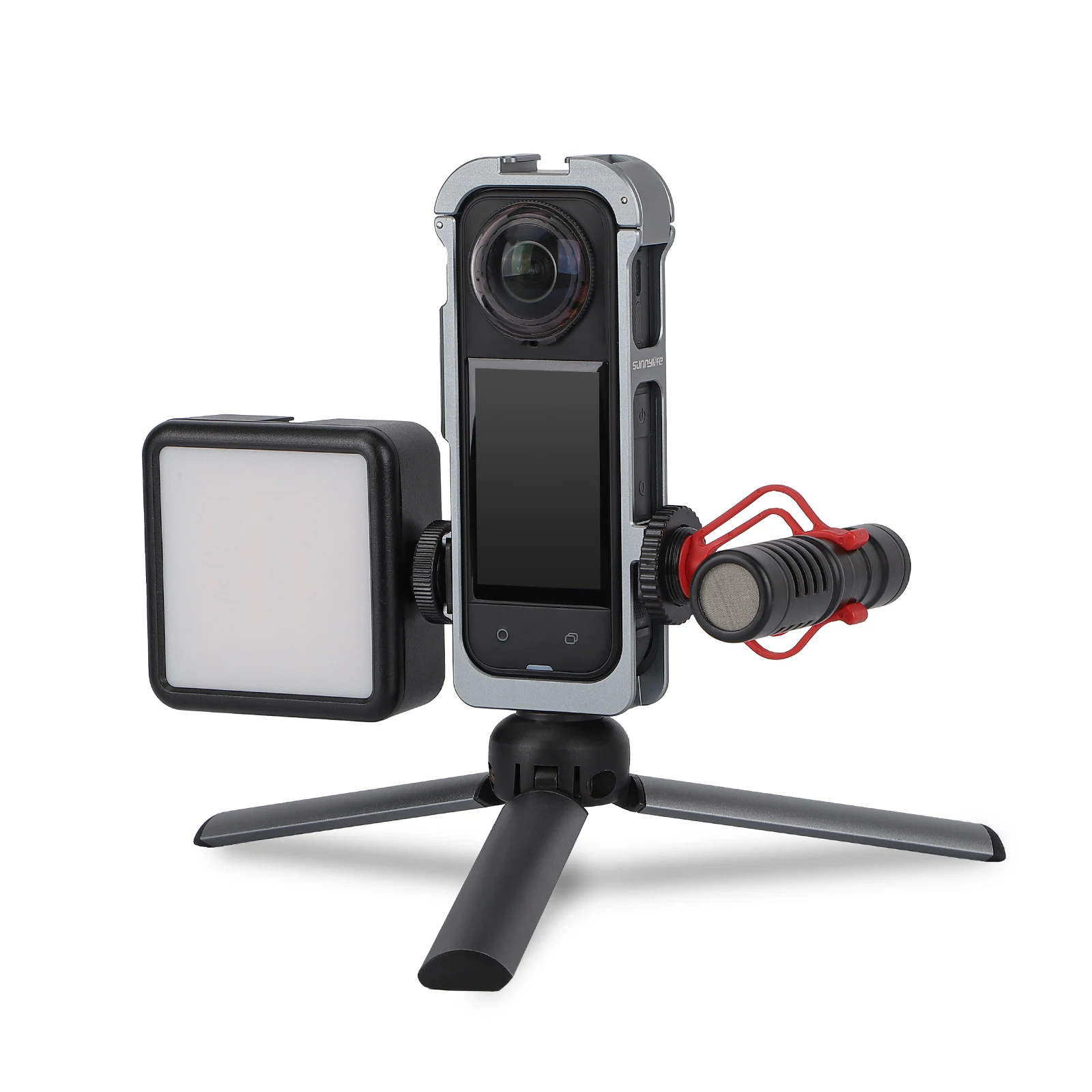 

For Insta360X5 Metal Rabbit Cage Frame Silicone Lens Cover Protective Case