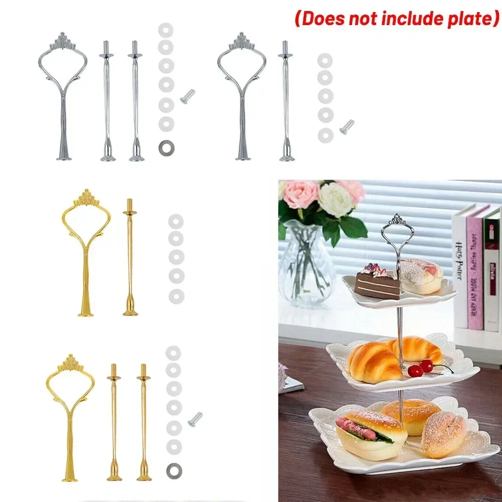 

2/3 Tier Cake Plate Stand For Kitchen Wedding Zinc Alloy Removable Mounting Fruit Tray New Golden/Silver Cupcake Accessories