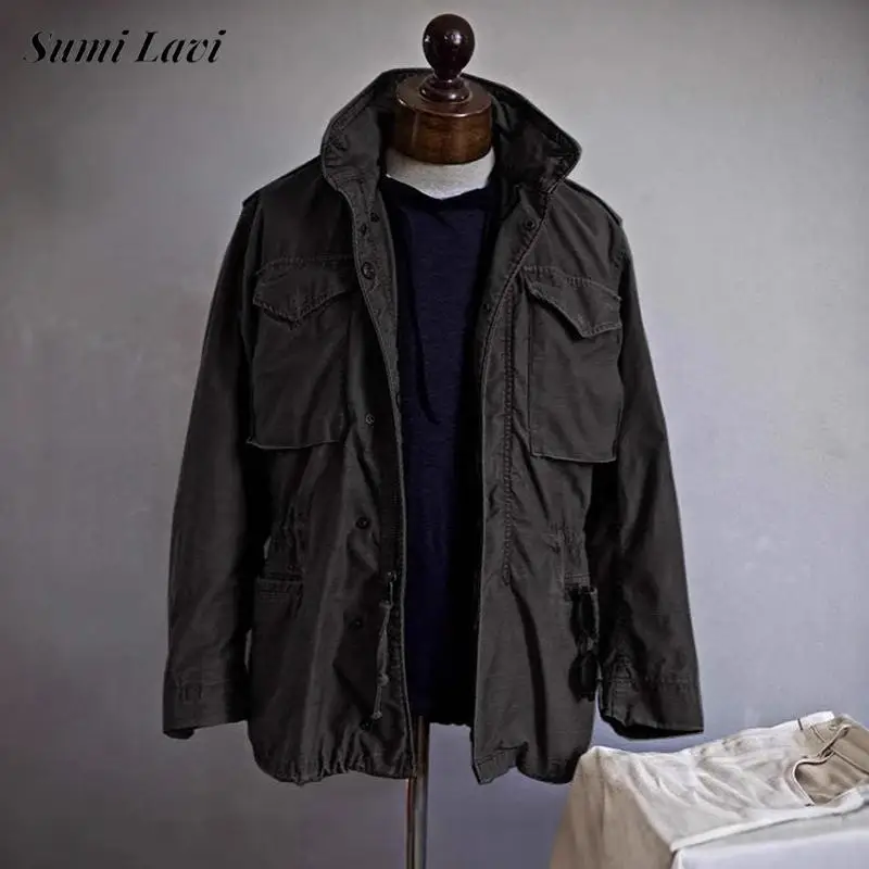 

Classic Multi Pockets Cargo Jacket Mens Autumn Outdoor Fashion Solid Color Loose Cardigan Tops Men Vintage Turn-down Collar Coat
