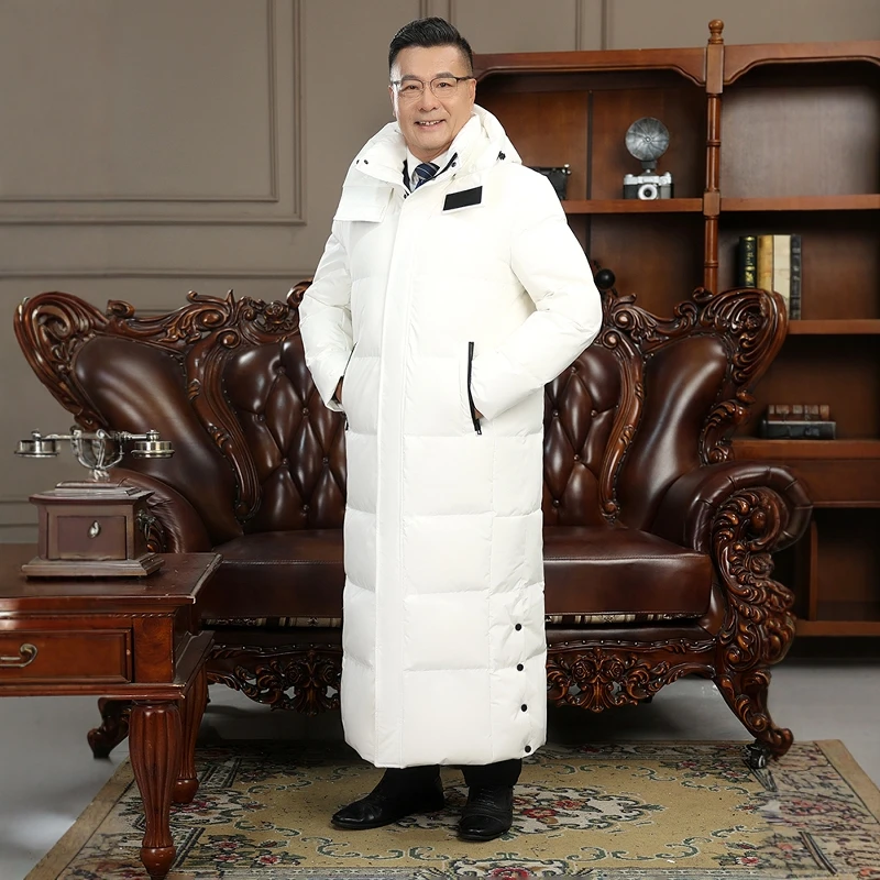 

Повседневная удлиненная мужская куртка из гусиного пуха, осенне-зимняя верхняя одежда с капюшоном из полиэфирного волокна, молодежный тренд, длинный рукав